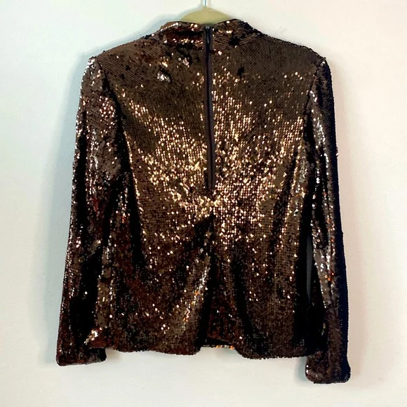 Ted Baker London Lovato Sequin Top Brown Size 10 US - Picture 4 of 12